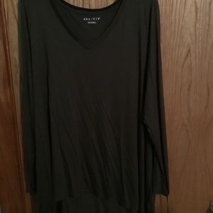 Super soft, Olive green, v-neck, long-sleeve tee